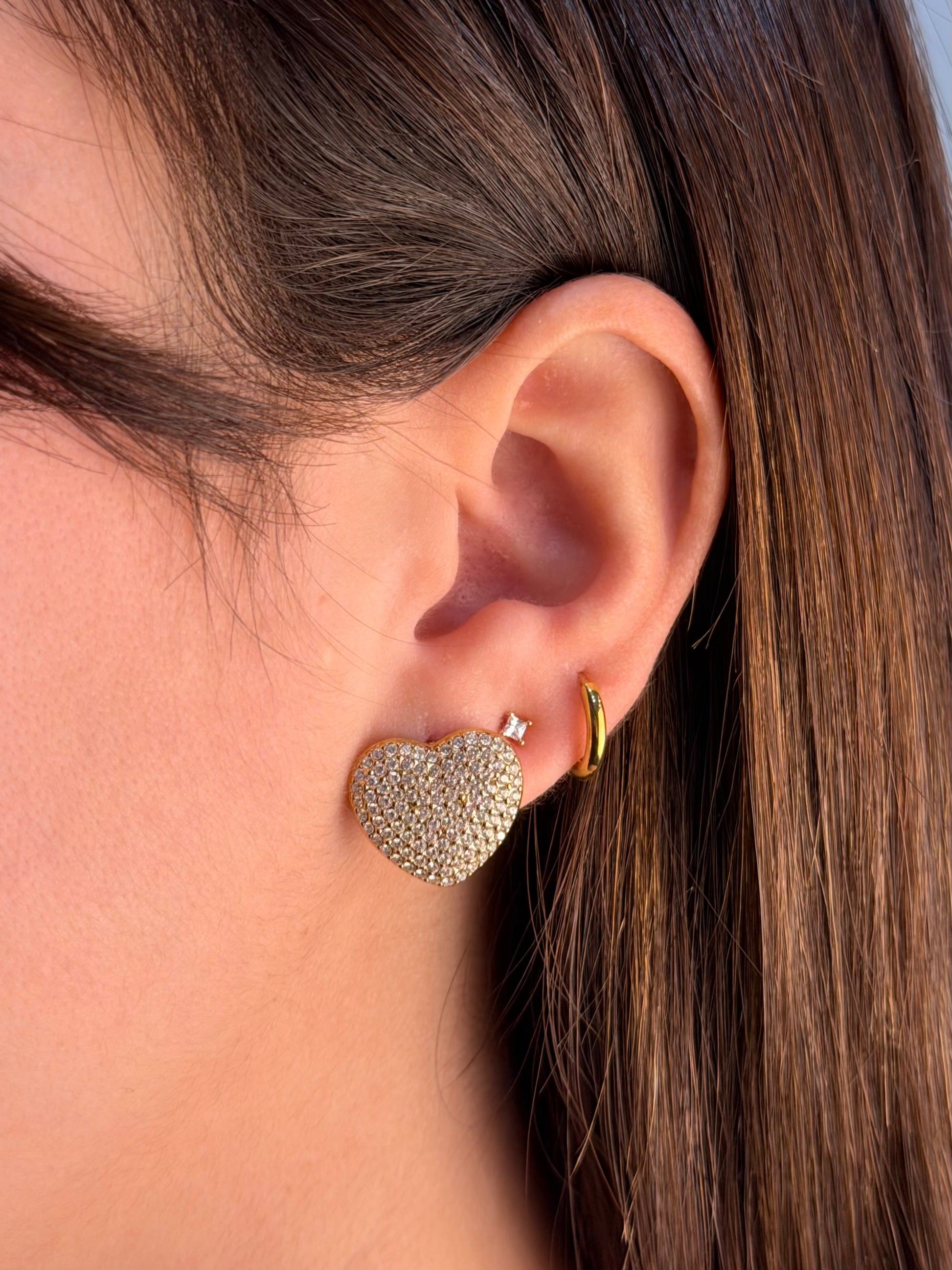 Orecchini Cuori Zirconati gold