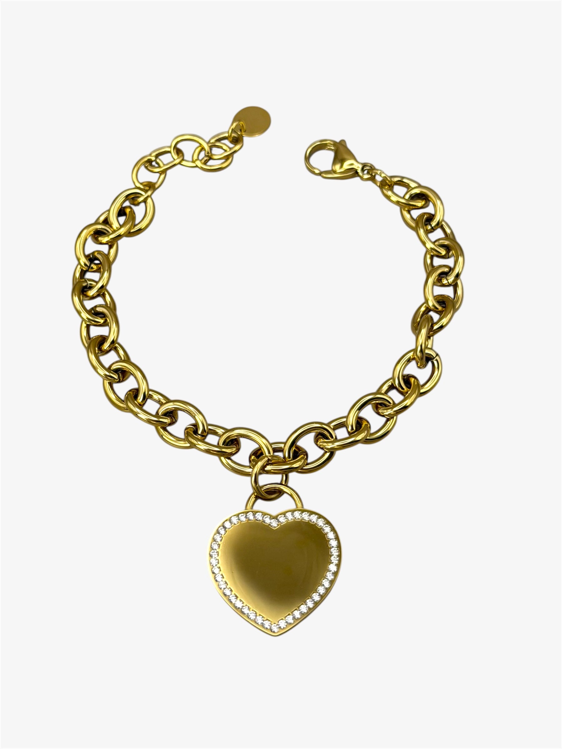 Bracciale Medaglietta Cuore Glitter gold
