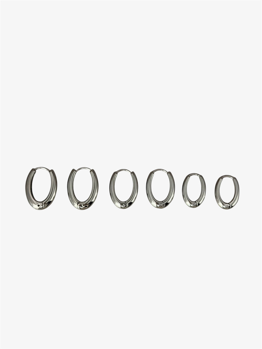 SET 6 Orecchini OVAL silver