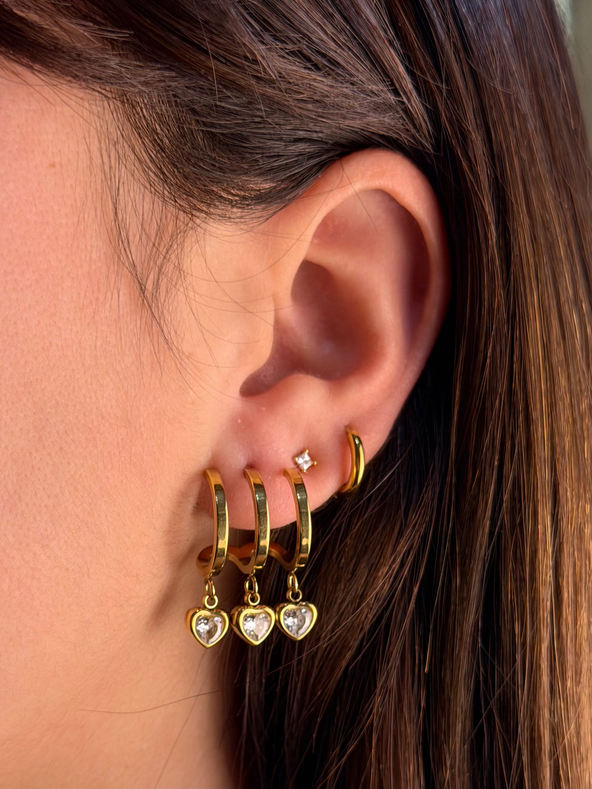 Orecchini Tris di Cuori gold