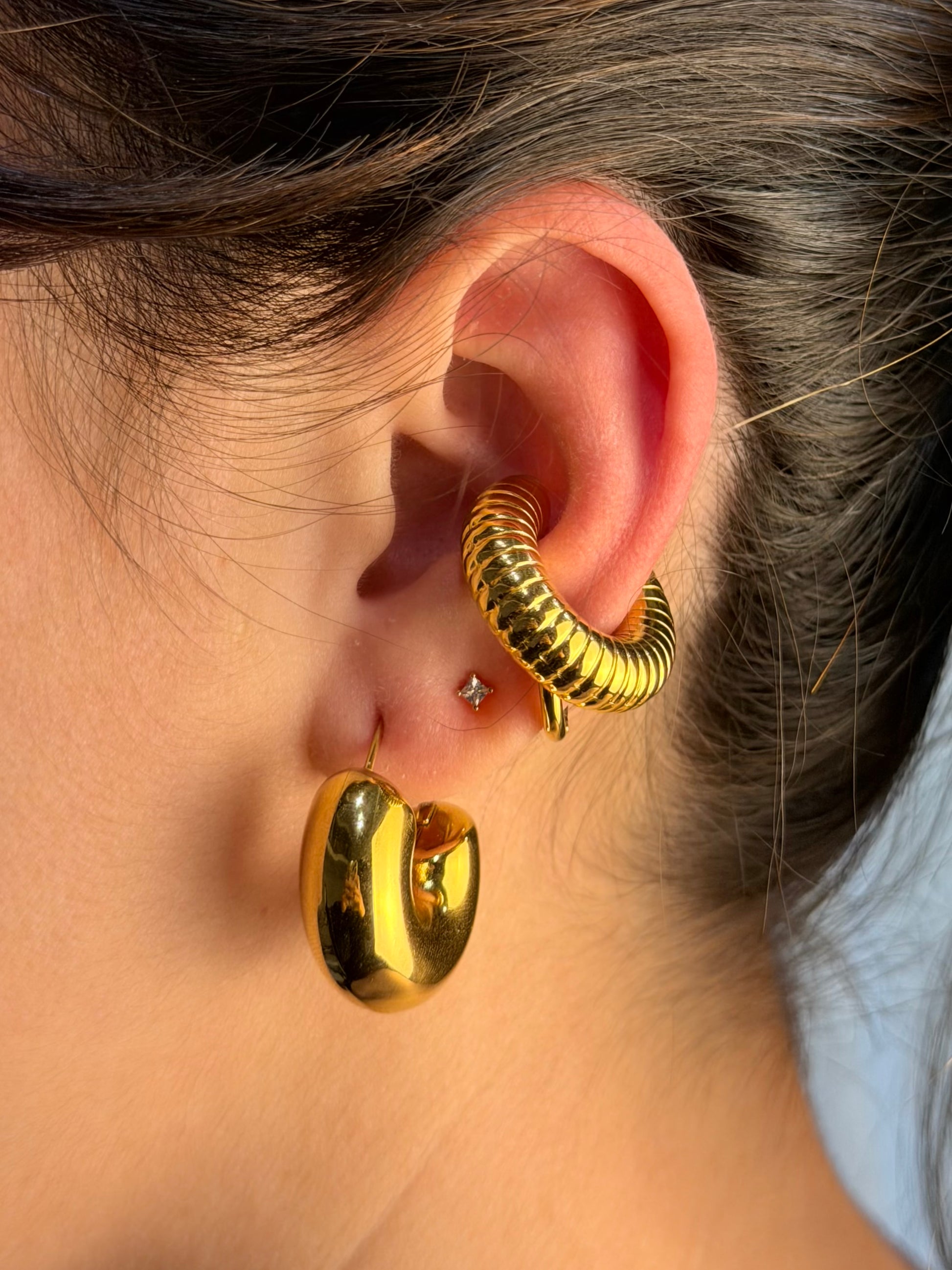 Ear Cuff Mini Zigrinato gold