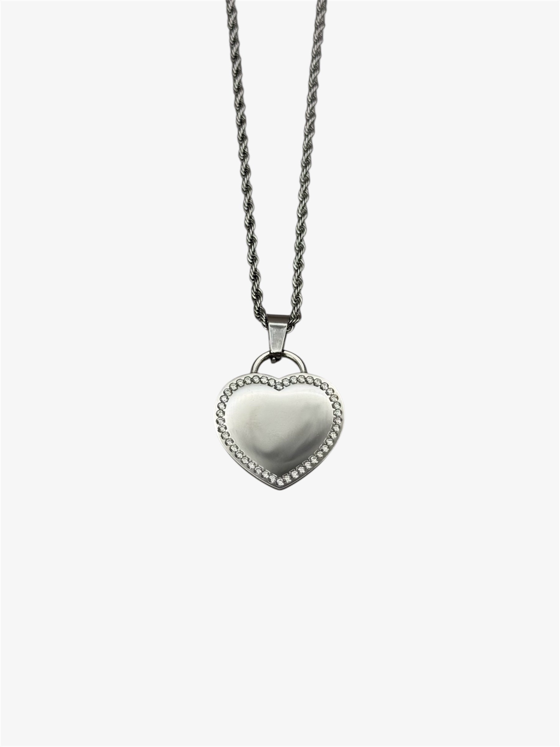 Maglia Torchon + Medaglietta Cuore Glitter silver